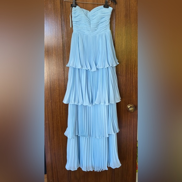Fame & Partners Miyah Ruffle Tiered Dress Georgette Light Blue Size 0 - Picture 5 of 6